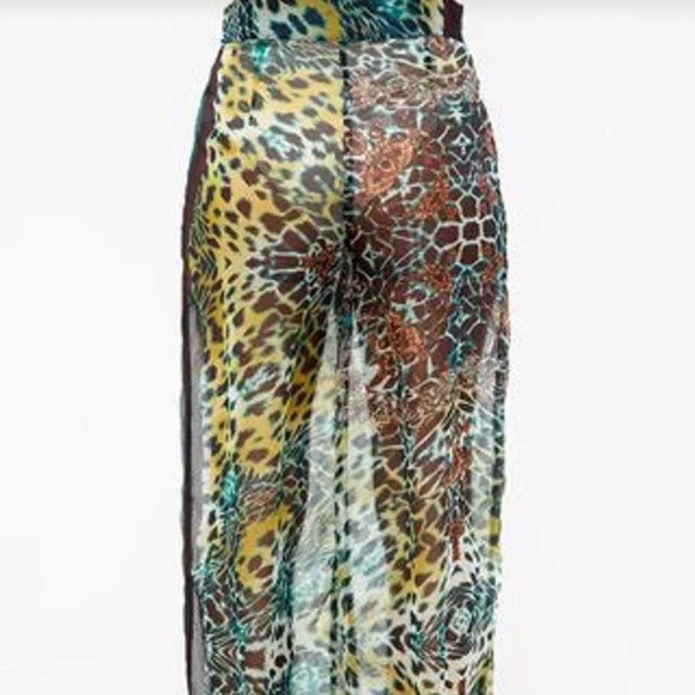 Wide Leg Animal Print Trousers - Picture 2 of 4
